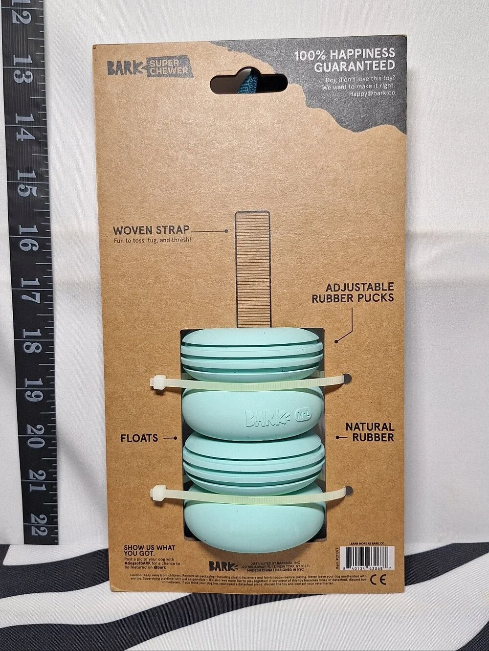 NWT Bark Super Chewer Teal Buoy Tug Dog Toy M-L